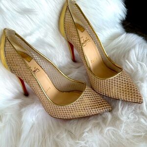 Christian Louboutin - Natural/Gold Follies Resille 100 Fishnet size 37/7
